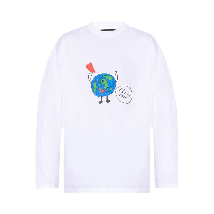 Balenciaga World Long-Sleeve T-Shirt White/Black/Multicolor
