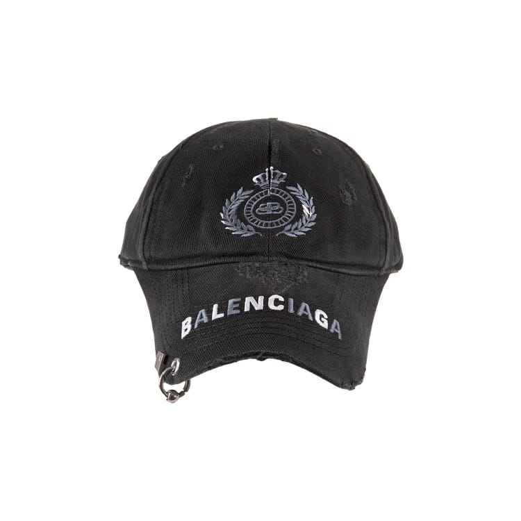 Balenciaga BB Laurel Destroyed Piercing Cap Black/White