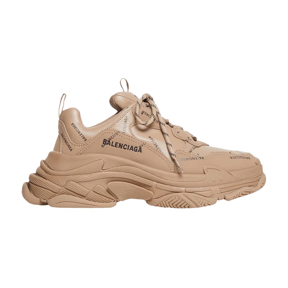 Balenciaga Triple S Sneaker Allover Logo - Dark Beige