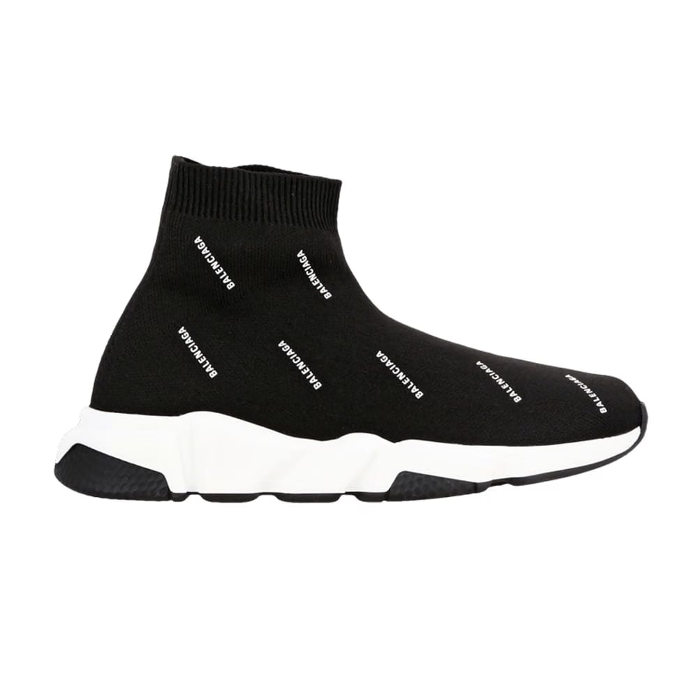 Balenciaga Speed Trainer Kids All Over Print - Black White