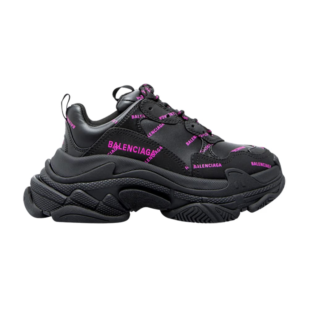 Balenciaga Wmns Triple S Sneaker 'All Over Logo - Black Pink'