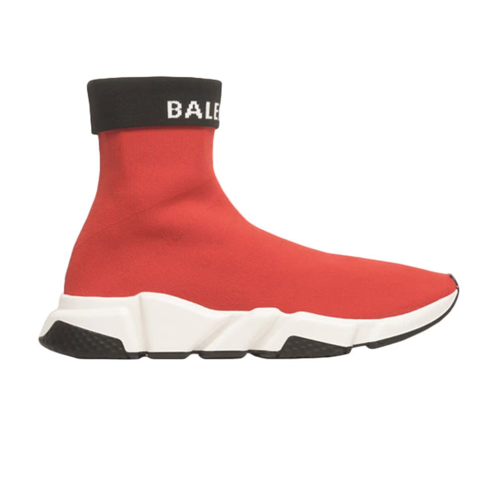 Balenciaga Speed Trainer Cuffed Red Black