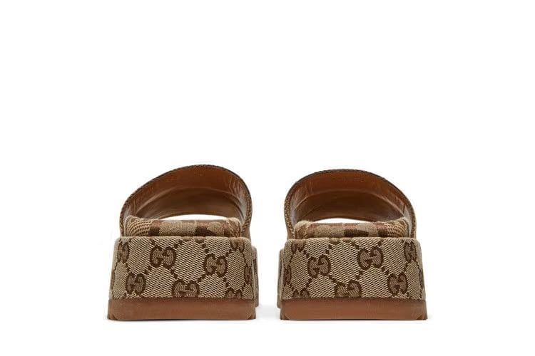 Gucci Wmns GG Lame Platform Slide Sandal 'Camel Monogram'
