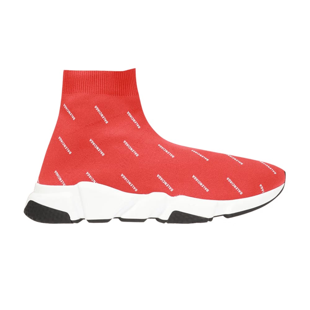 Balenciaga Wmns Speed Trainer Mid 'All Over Logo - Red'