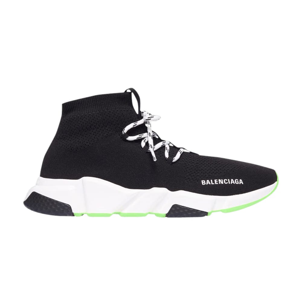 Balenciaga Speed Lace Up Trainer Black Neon Green