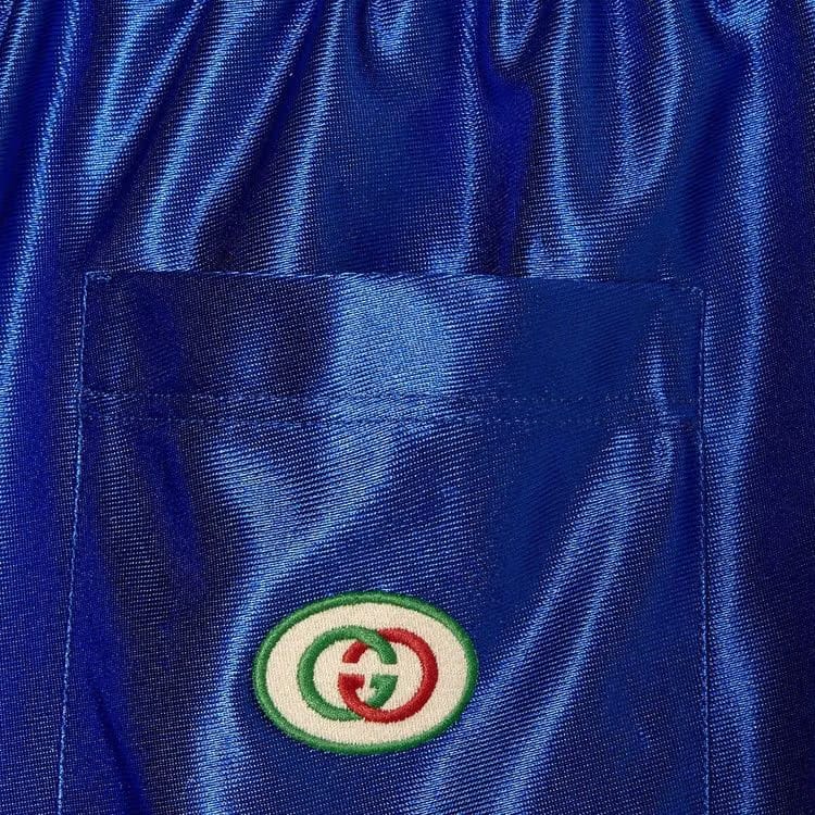 Gucci Shiny Jersey Pant With Web Bluette/Mix