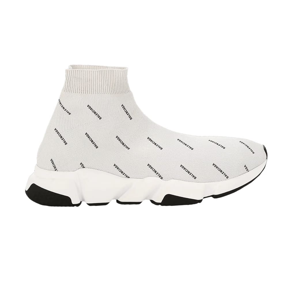 Balenciaga Speed Trainer Mid Allover Logo - Pearl Grey