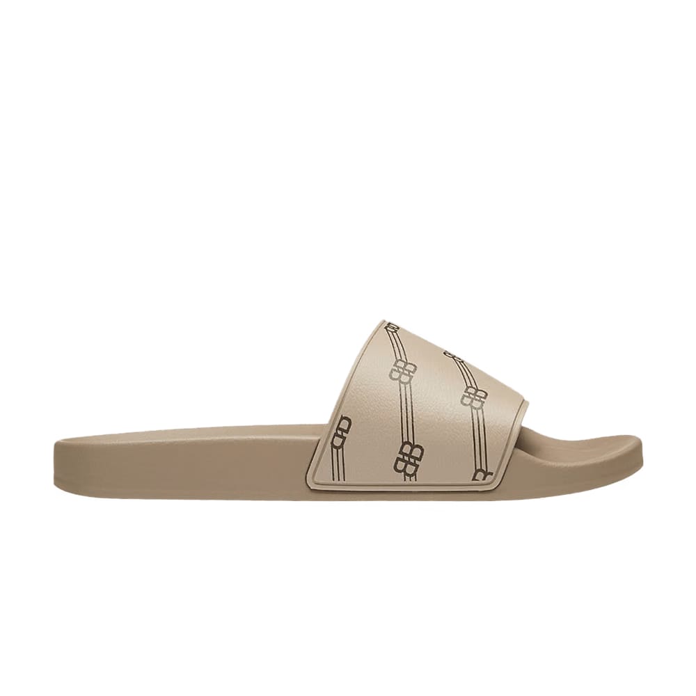 Balenciaga Monogram Slides Light Brown Black