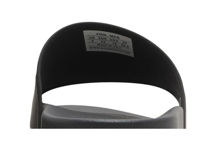 Balenciaga Pool Slides Repeat Logo - Black Silver
