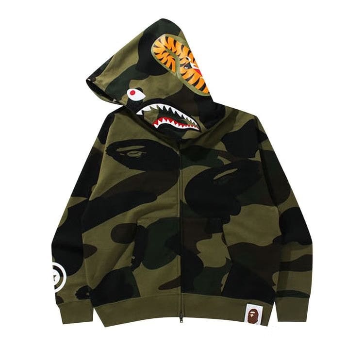 BAPE Giant 1st Camo Shark Loose Fit Full Zip Hoodie Green