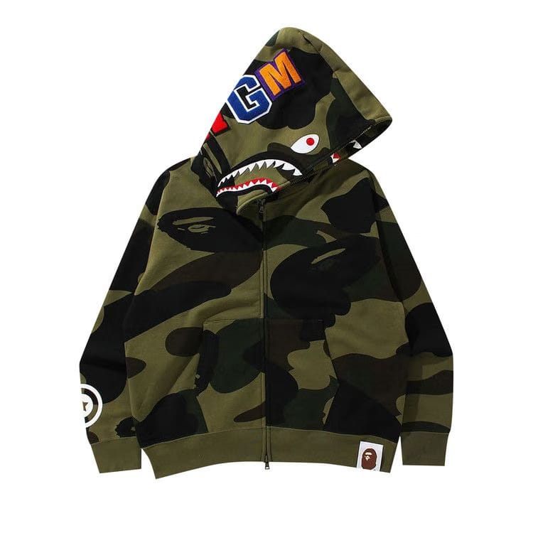 BAPE Giant 1st Camo Shark Loose Fit Full Zip Hoodie Green