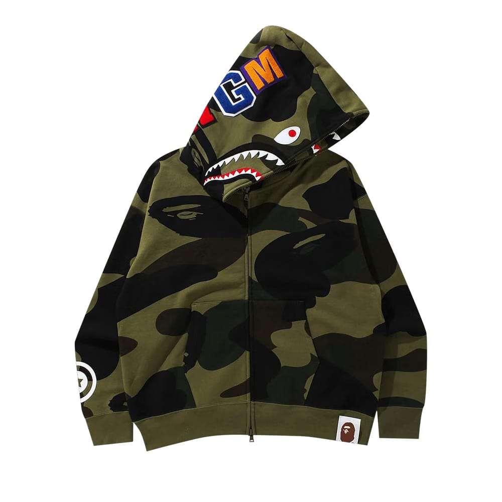 BAPE Giant 1st Camo Shark Loose Fit Full Zip Hoodie Green