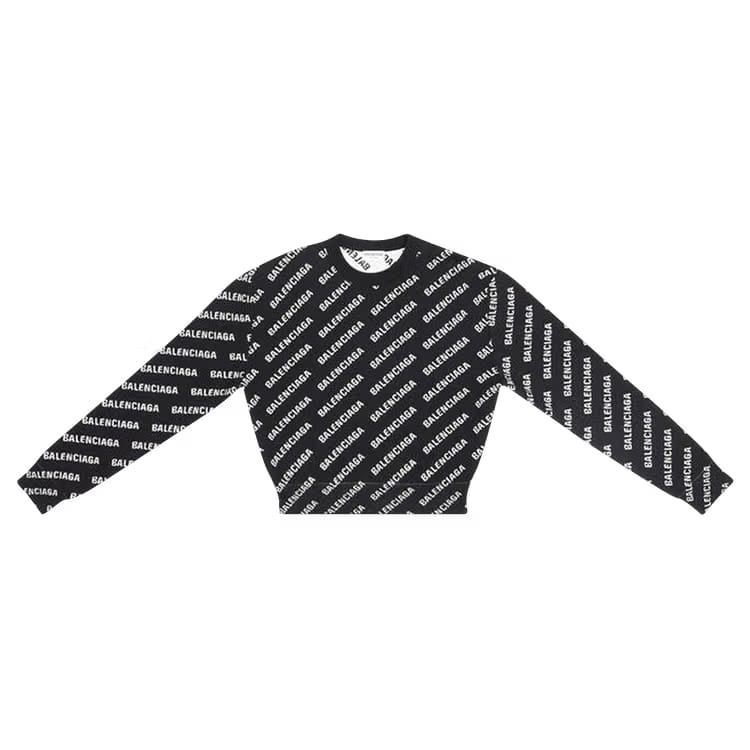 Balenciaga All Over Logo Crewneck Black/White