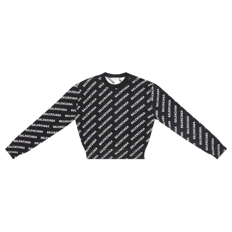 Balenciaga All Over Logo Crewneck Black/White