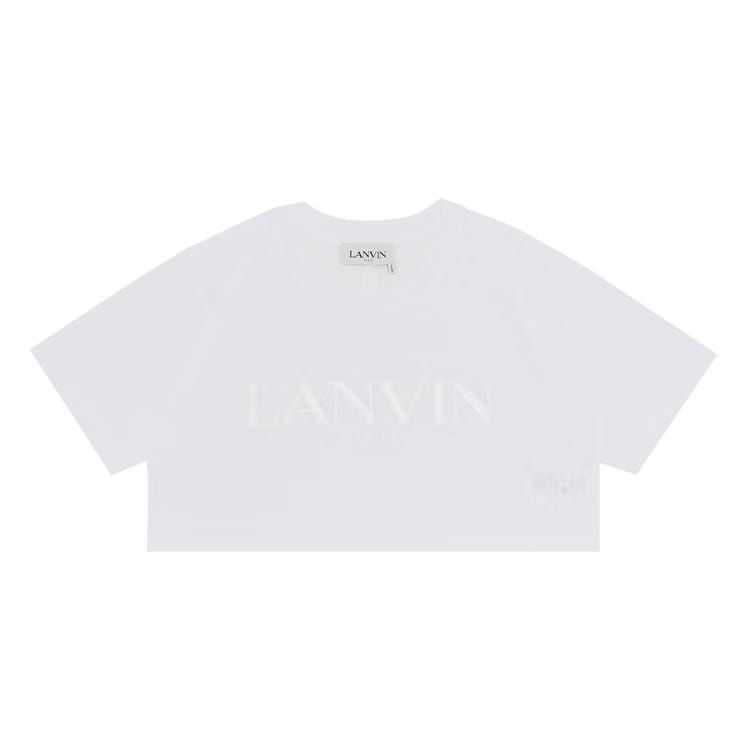 Lanvin Paris Embroidered Cropped T-Shirt Optic White