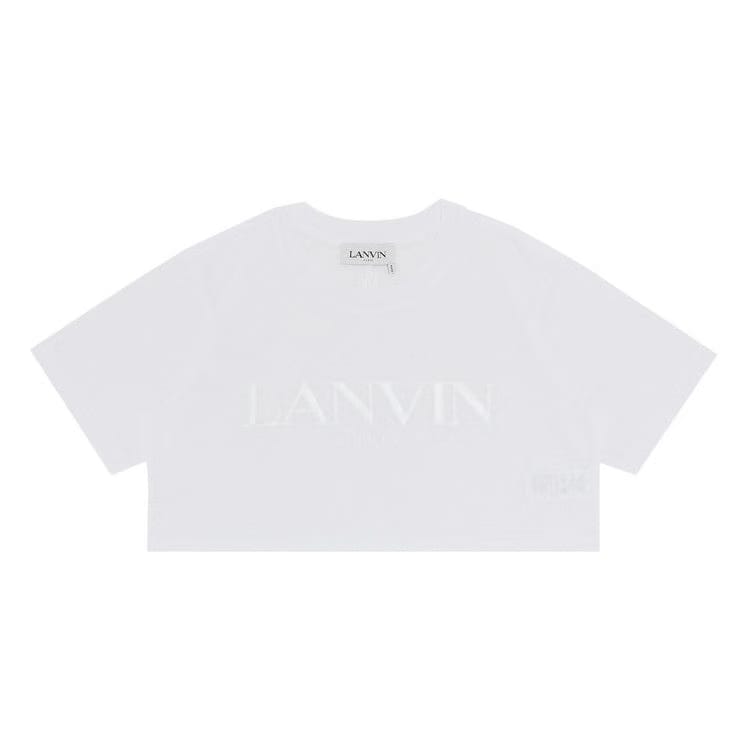 Lanvin Paris Embroidered Cropped T-Shirt Optic White