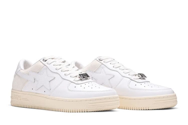 Bapesta Low Suede Heel - White
