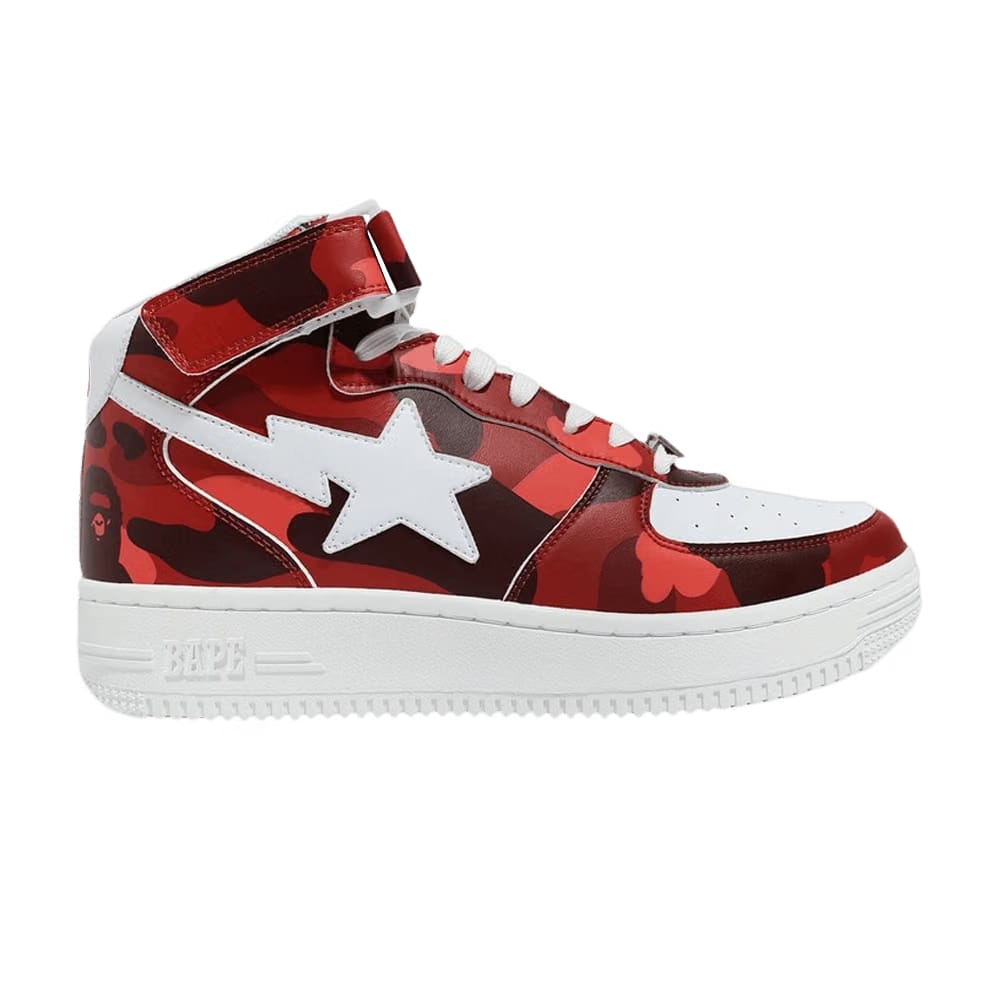 Bapesta Mid Camo Red