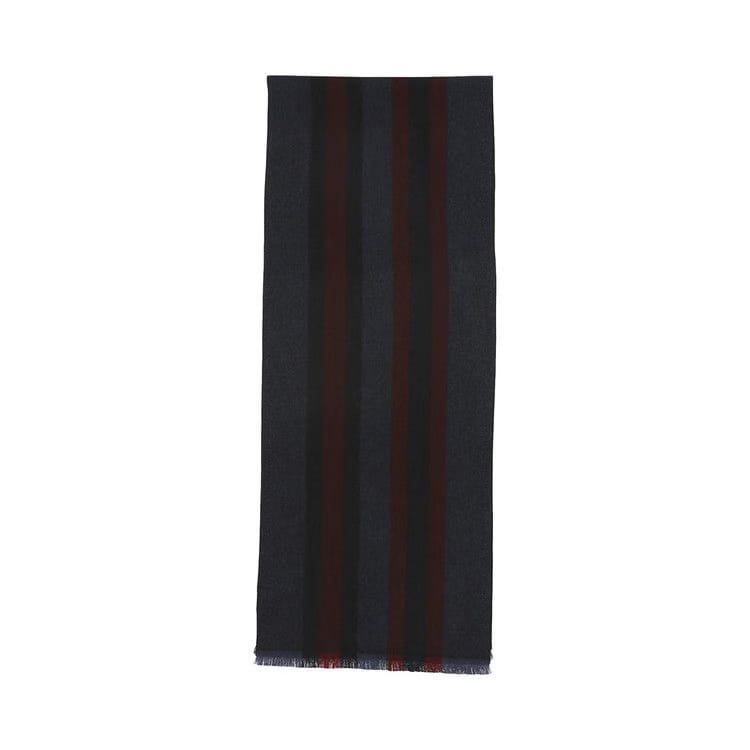 Gucci Striped Wool And Silk Scarf Blue