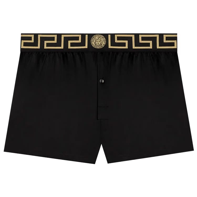 Versace Greca Border Silk Pyjama Shorts Black