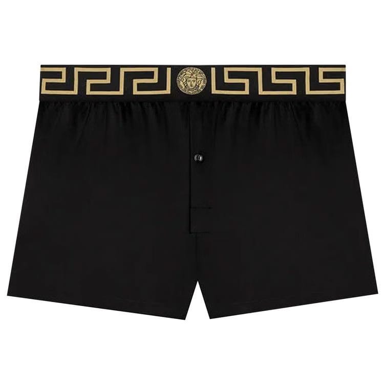 Versace Greca Border Silk Pyjama Shorts Black