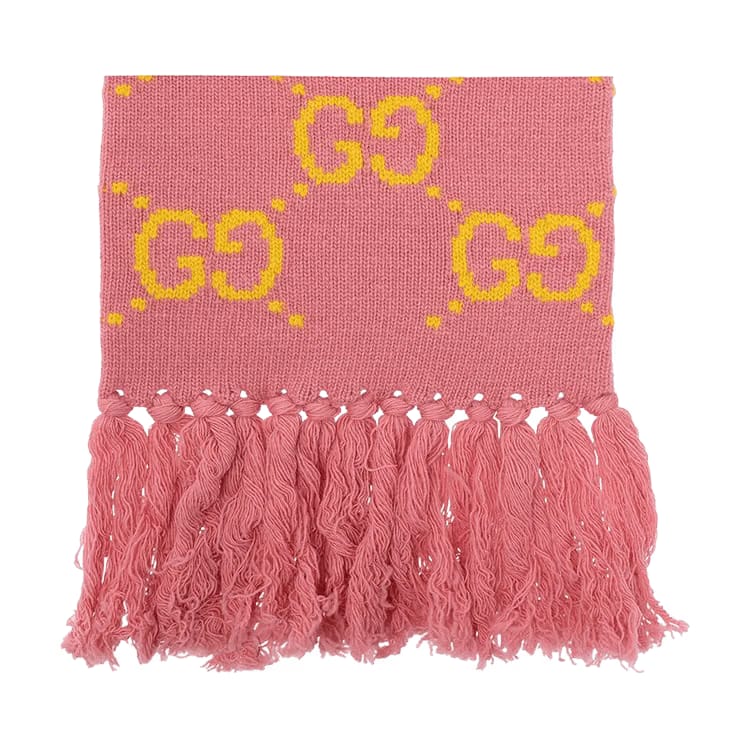 Gucci GG Wool Jacquard Scarf Pink/Yellow