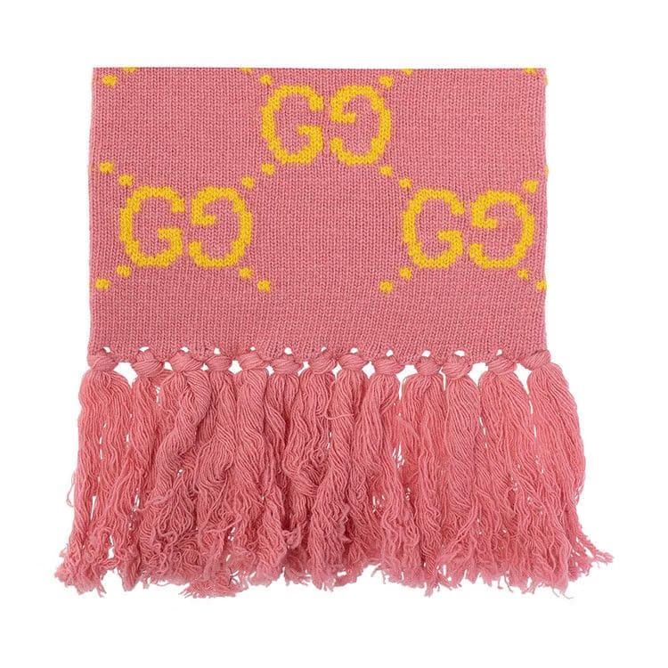 Gucci GG Wool Jacquard Scarf Pink/Yellow