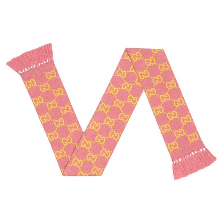 Gucci GG Wool Jacquard Scarf Pink/Yellow