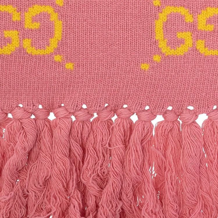Gucci GG Wool Jacquard Scarf Pink/Yellow