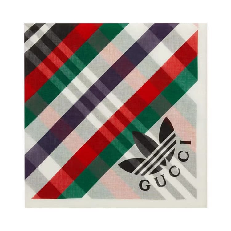 adidas x Gucci Stripe Print Cotton Scarf Ivory/Red