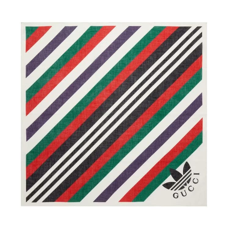 adidas x Gucci Stripe Print Cotton Scarf Ivory/Red