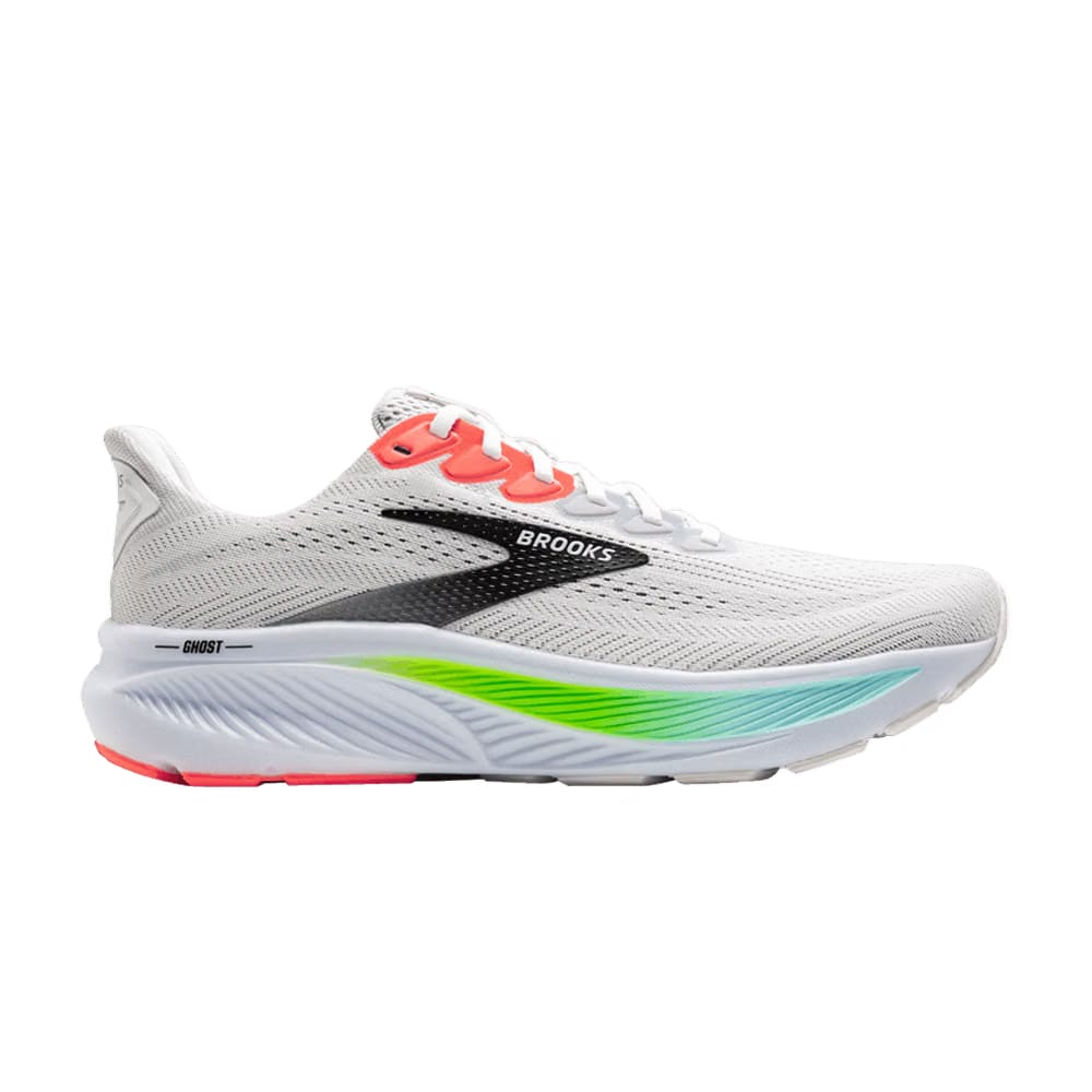Brooks Ghost 17 2E Wide White Pink Clay Gecko