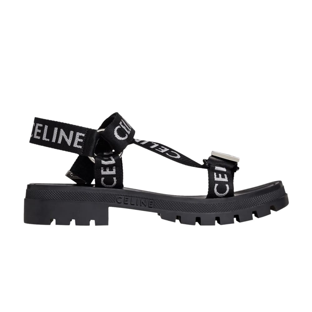 CELINE Leo Strappy Sandal Black White