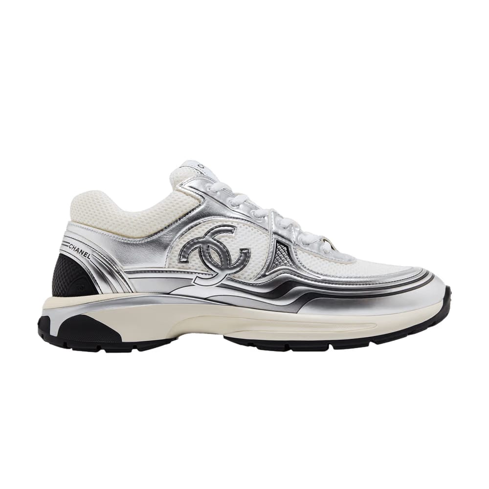 Chanel CC Logo Sneaker White Silver