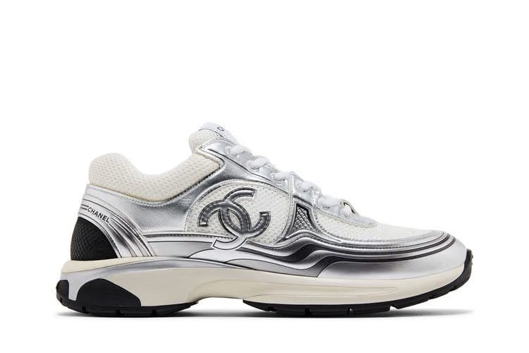 Chanel CC Logo Sneaker White Silver