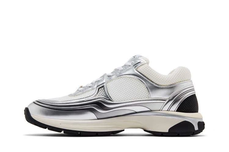 Chanel CC Logo Sneaker White Silver