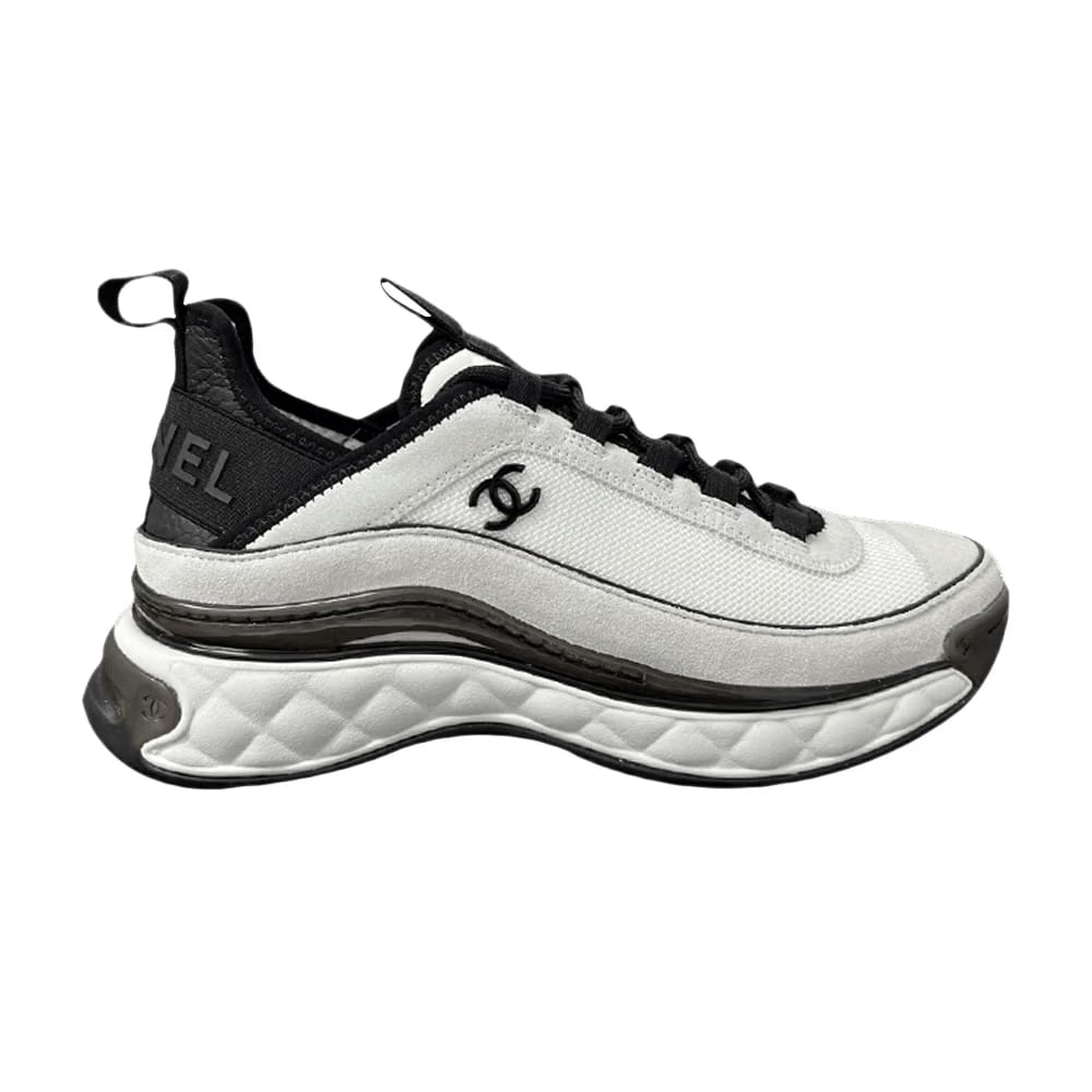 Chanel Wmns Velvet Calfskin & Mixed Fibers Sneaker 'White Black'