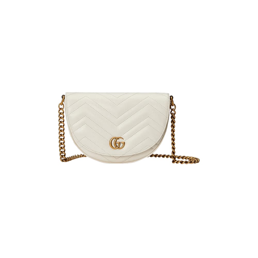 Gucci GG Marmont Matelasse Chain Mini Bag Mystic White