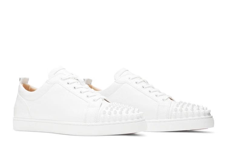 Christian Louboutin Louis Junior Spikes Flat Calf White