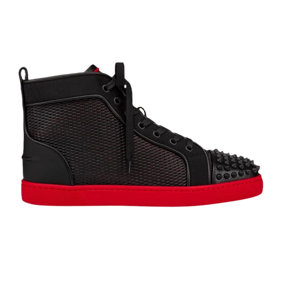 Christian Louboutin Lou Spikes Orlato Flat Black Red