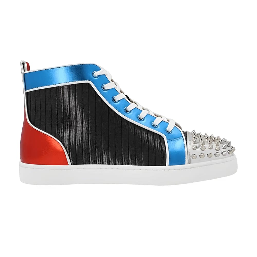 Christian Louboutin Lou Spikes Orlato Flat Pleated Metallic