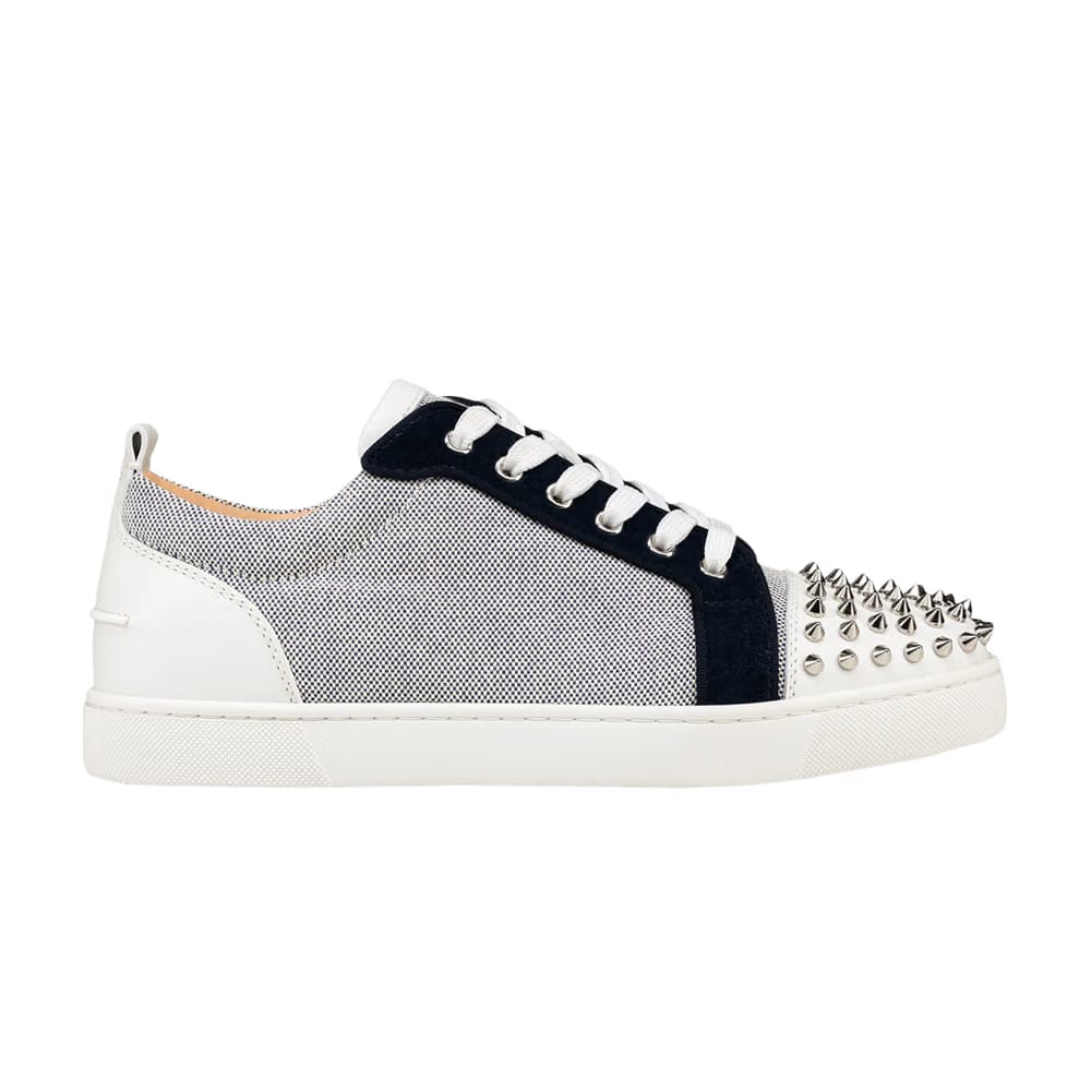 Christian Louboutin Louis Junior Spikes Orlato Flat White Navy