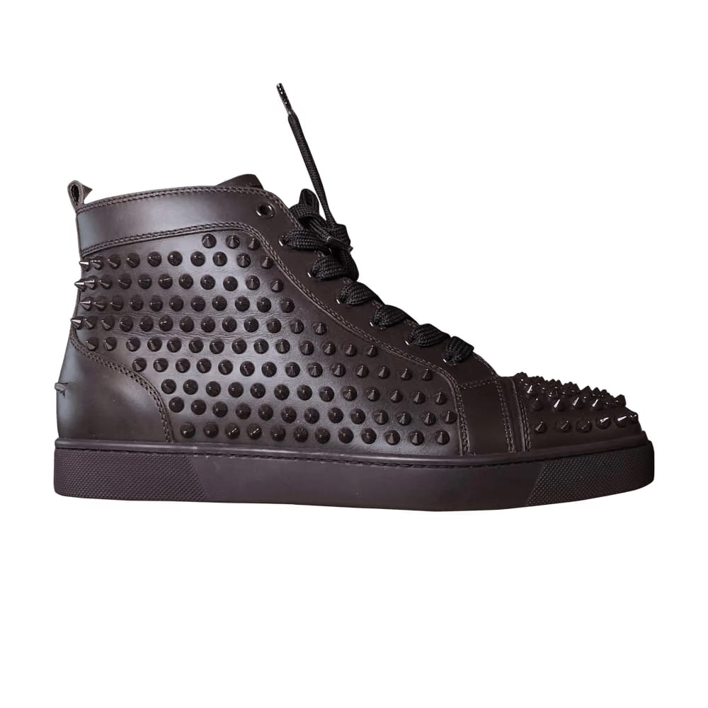 Christian Louboutin Louis Flat Calf Spikes Cramoisi