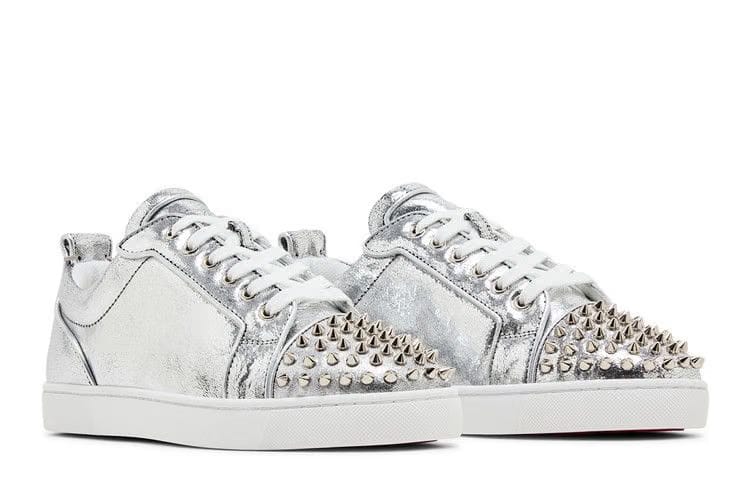 Christian Louboutin Louis Junior Spikes Low Manoir Laminated Silver