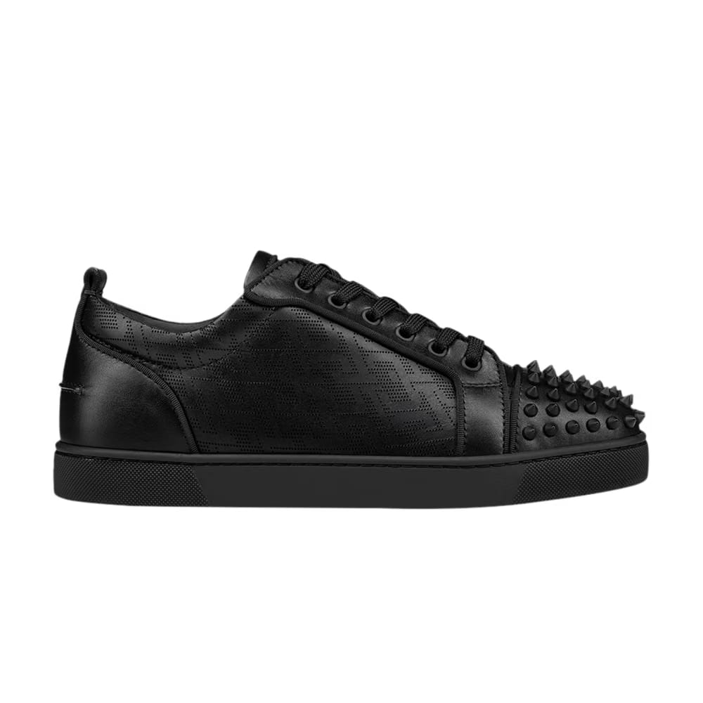 Christian Louboutin Louis Junior Spikes Orlato Flat Black CL Pattern