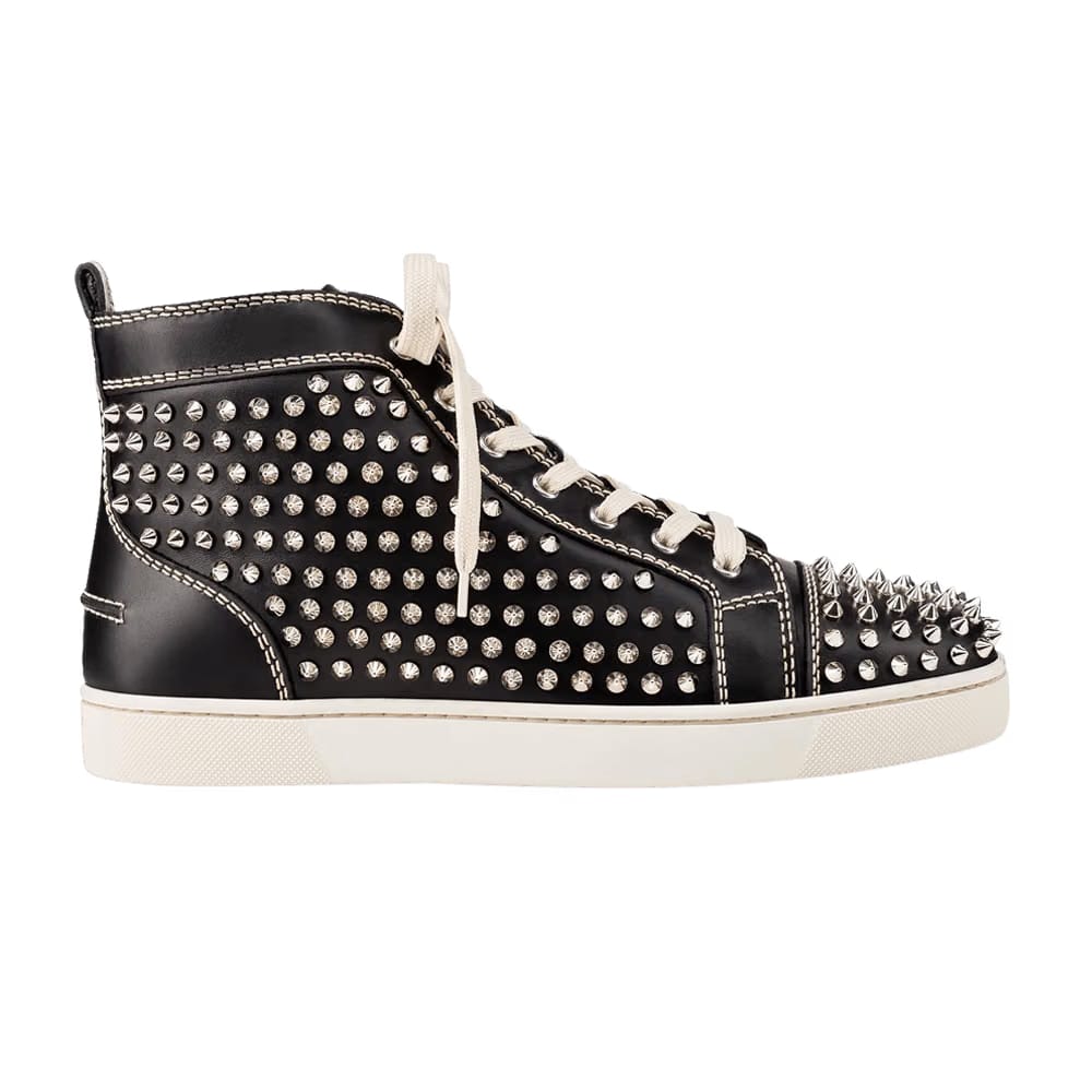 Christian Louboutin Louis Flat Calf Spikes Black Silver