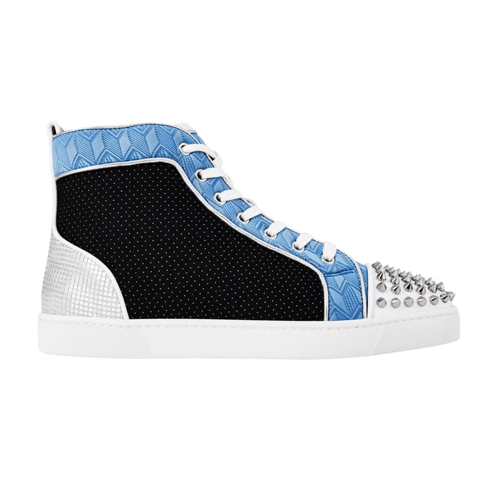 Christian Louboutin Lou Spikes Orlato Flat White Black Blue
