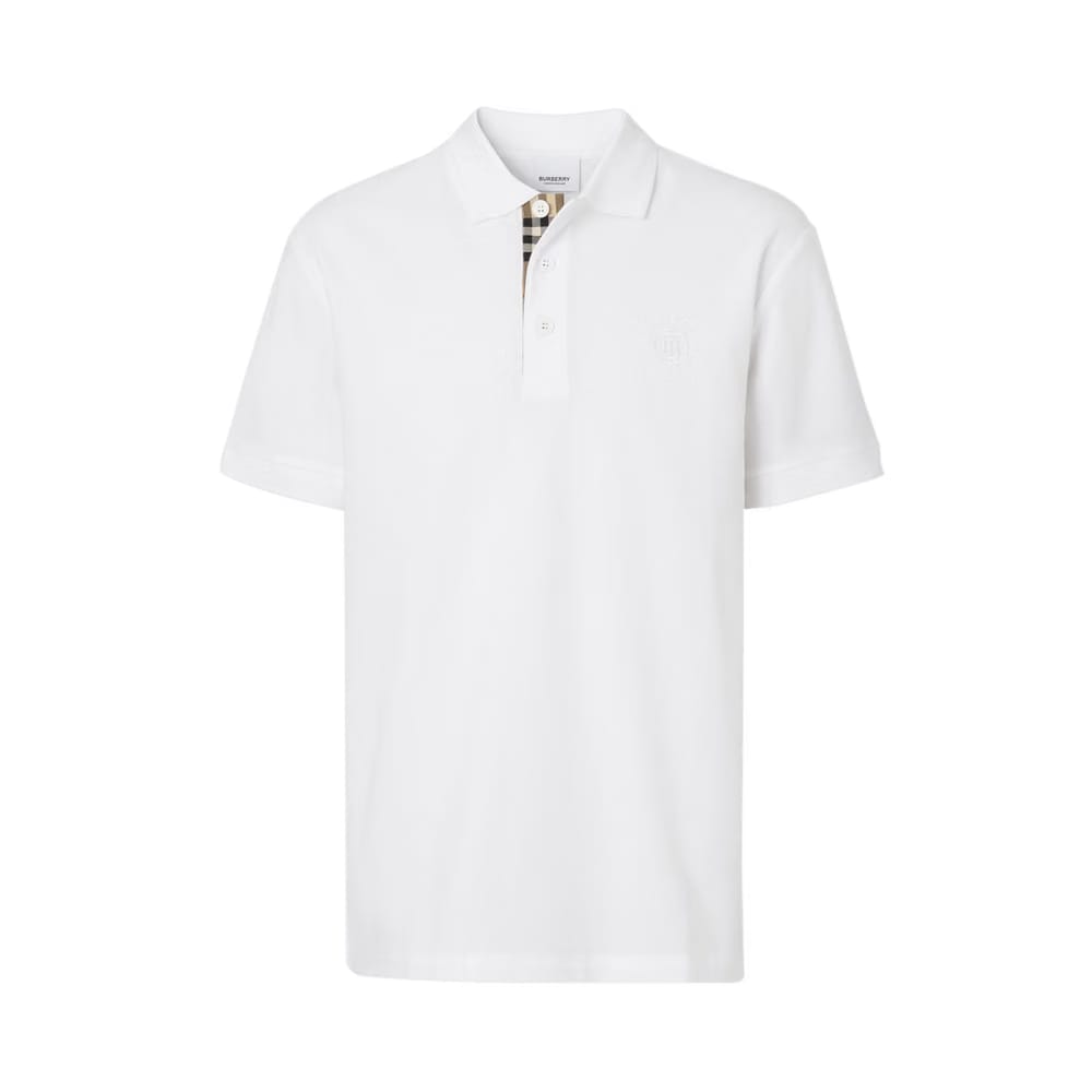 Burberry Monogram Motif Piqué Polo Shirt White