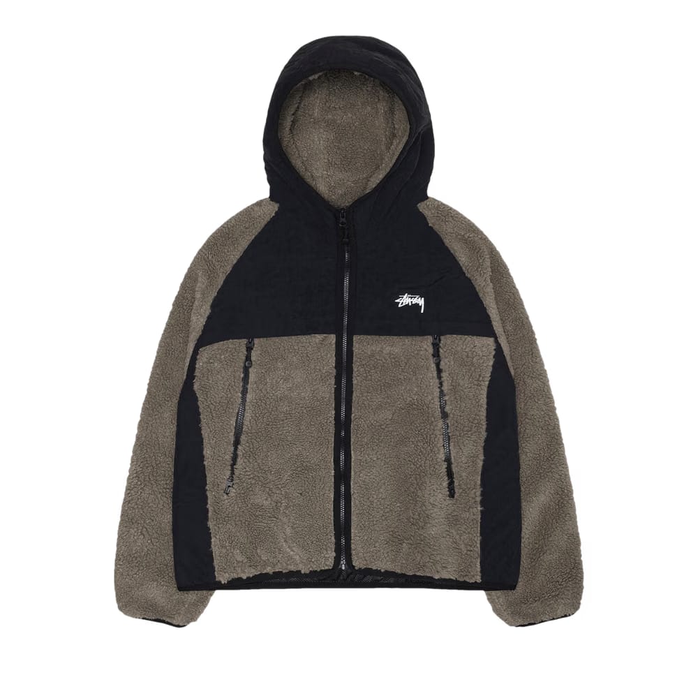 Stussy Sherpa Paneled Hooded Jacket Stone