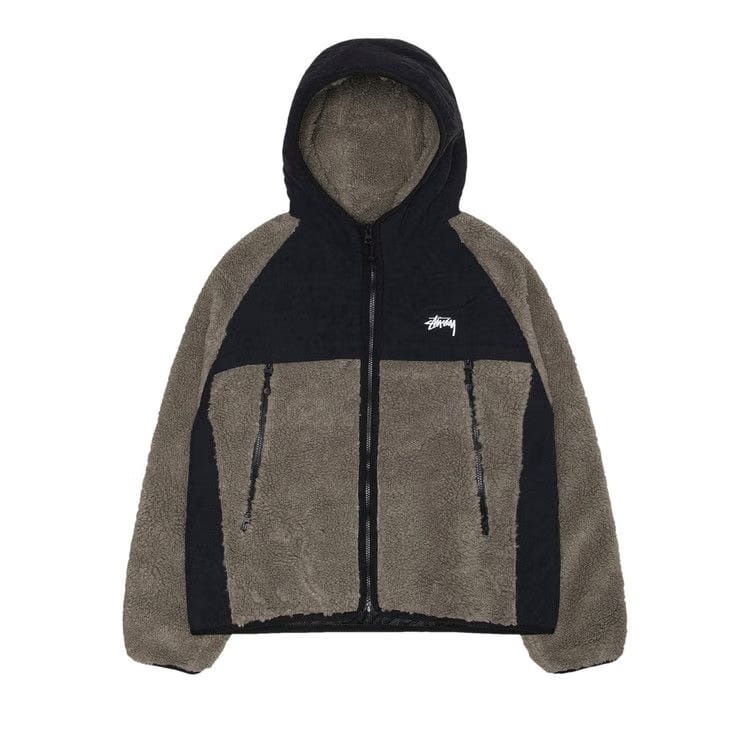 Stussy Sherpa Paneled Hooded Jacket Stone